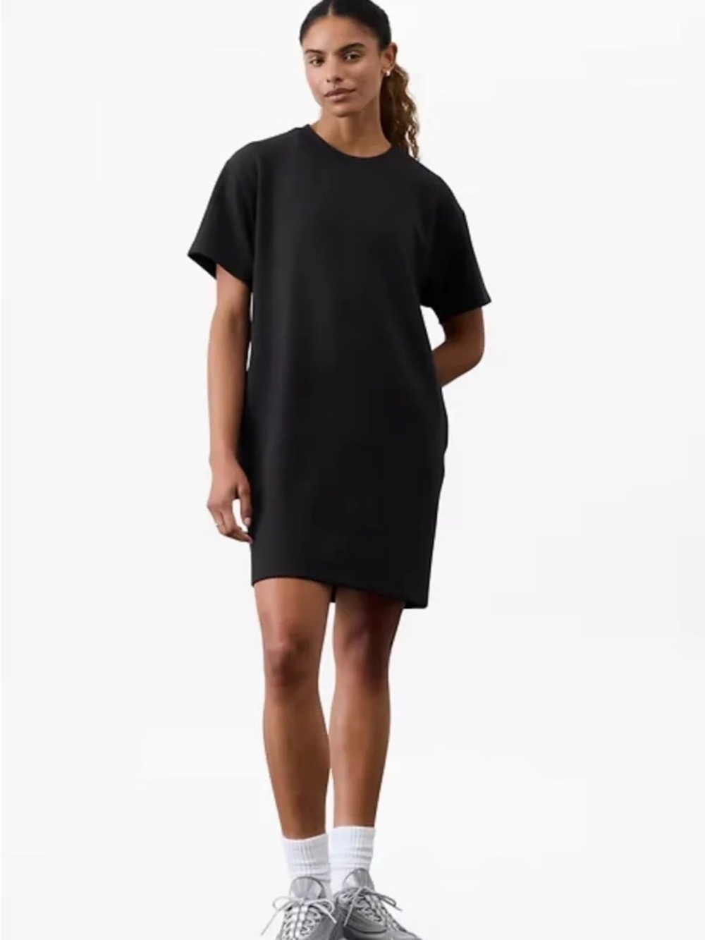 Athleta Seasoft Rib Tee Dress Dark Gray Small